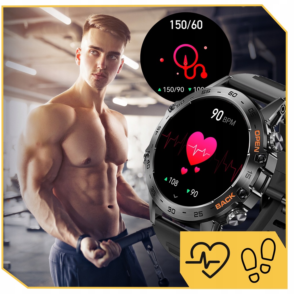ZEGAREK SMARTWATCH SPORTOWY ROZMOWY MĘSKI DAMSKI POLSKIE MENU CZARNY SPORT Obsługa ładowania bezprzewodowego tak